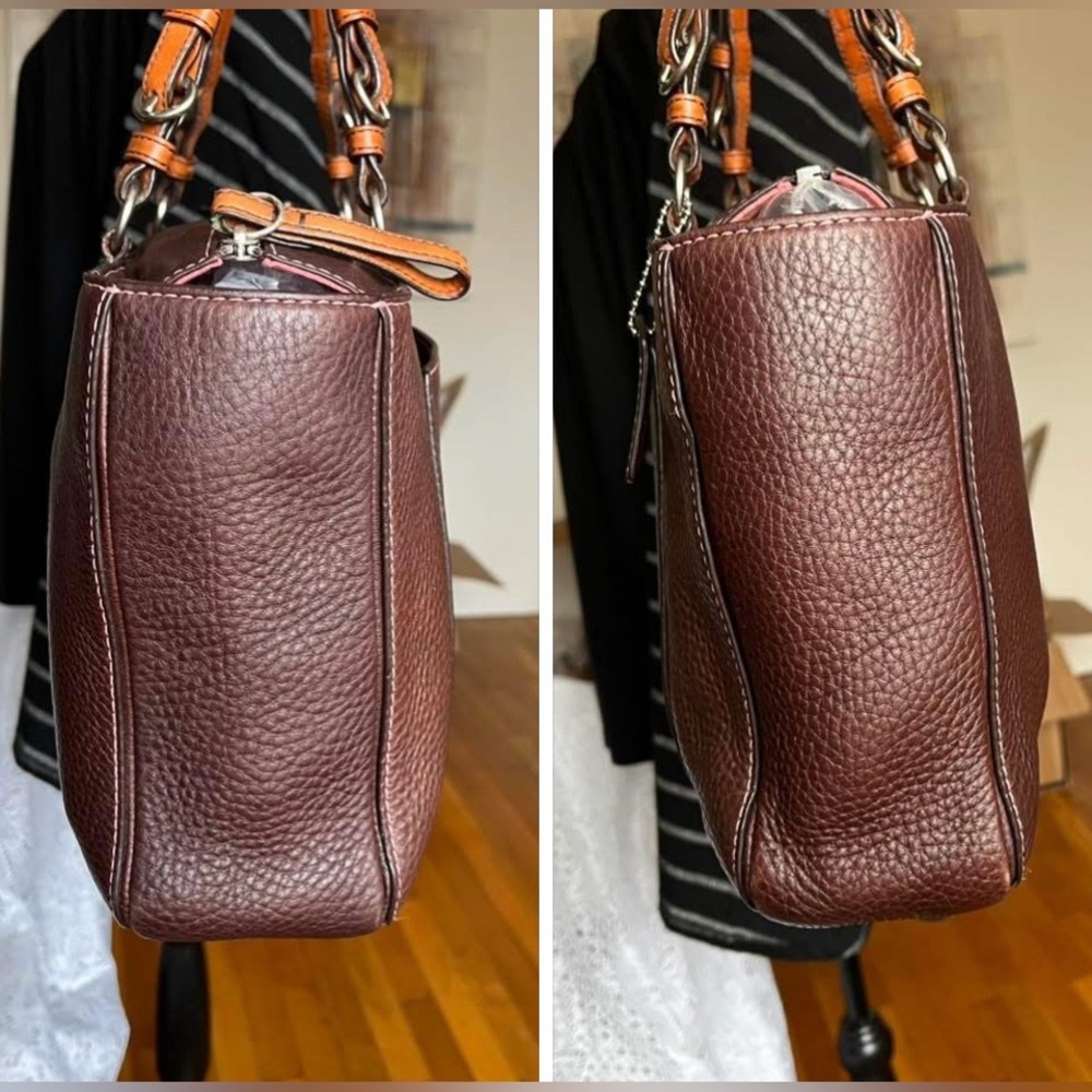 Coach Brown Leather Shoulder Bag with Tan Handles - Picture 4 of 16